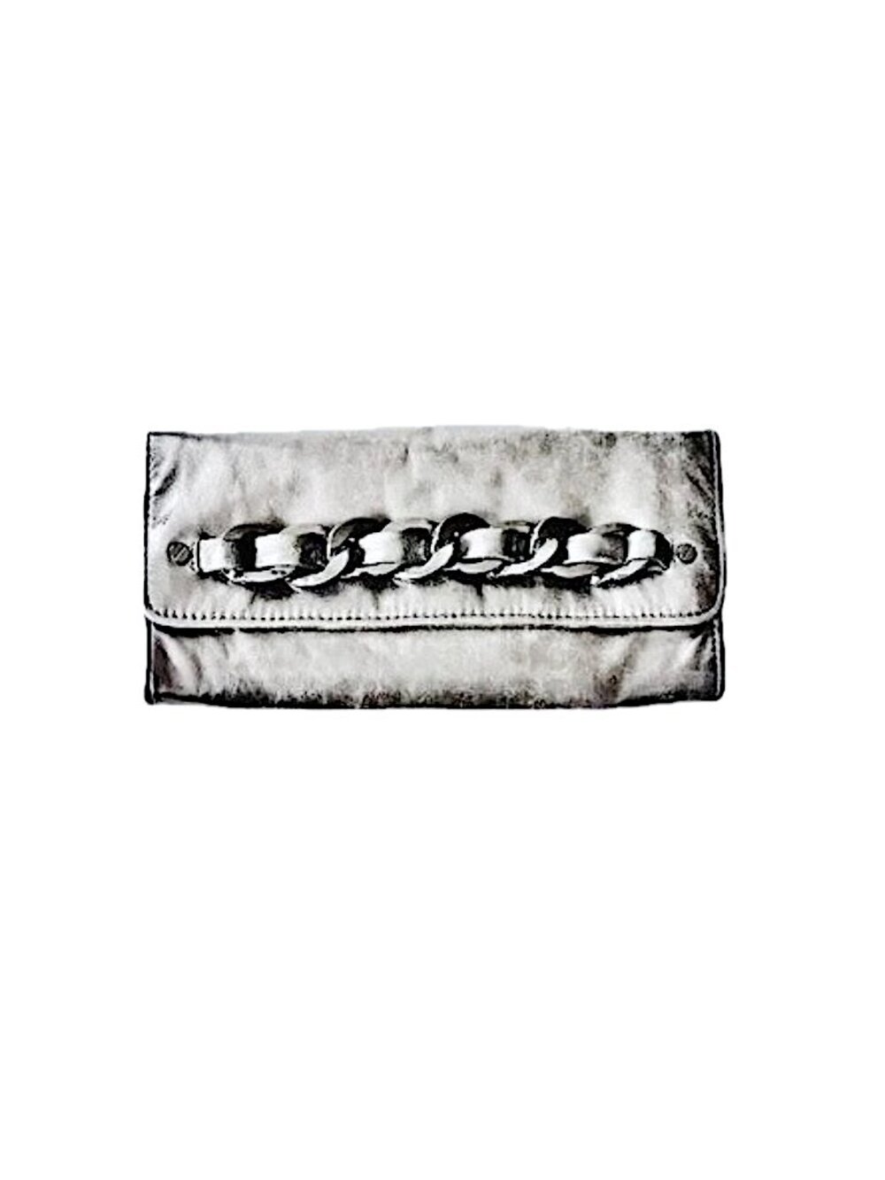 Michael Kors Leather Gray Silver Leather Clutch Gunmetal Hardware Vintage EC